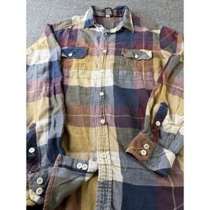 Hawk‎ Men's Plaid Flannel Button Up Shirt Size M Long Sleeve 100% Cotton
